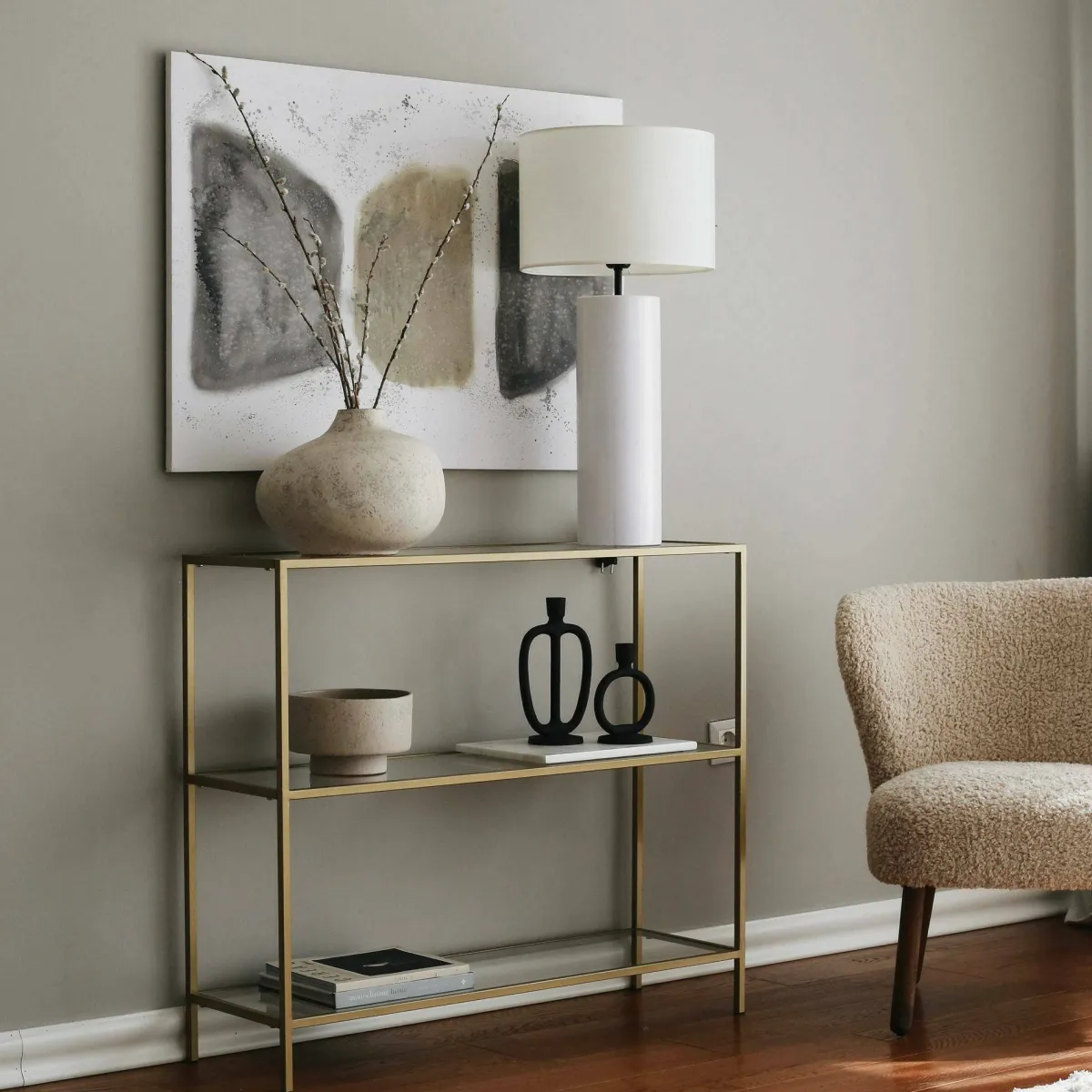 Consolle|Salotto > Dmora Consolle minimal in metallo 100x30x85h cm - Domenica Oro