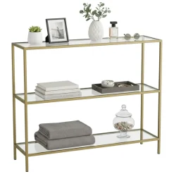 Consolle|Salotto > Dmora Consolle minimal in metallo 100x30x85h cm - Domenica Oro
