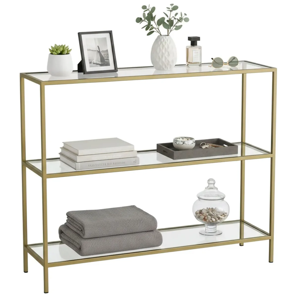Consolle|Salotto > Dmora Consolle minimal in metallo 100x30x85h cm - Domenica Oro