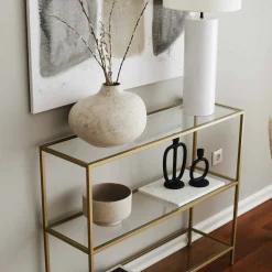 Consolle|Salotto > Dmora Consolle minimal in metallo 100x30x85h cm - Domenica Oro