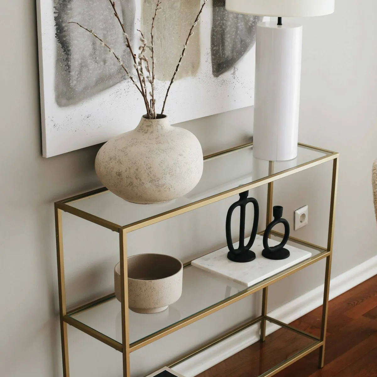 Consolle|Salotto > Dmora Consolle minimal in metallo 100x30x85h cm - Domenica Oro
