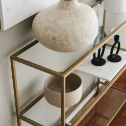 Consolle|Salotto > Dmora Consolle minimal in metallo 100x30x85h cm - Domenica Oro