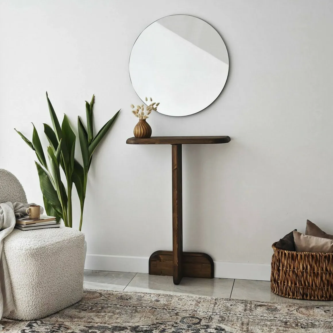 Consolle minimal 80x25x85h cm noce - Pancarana