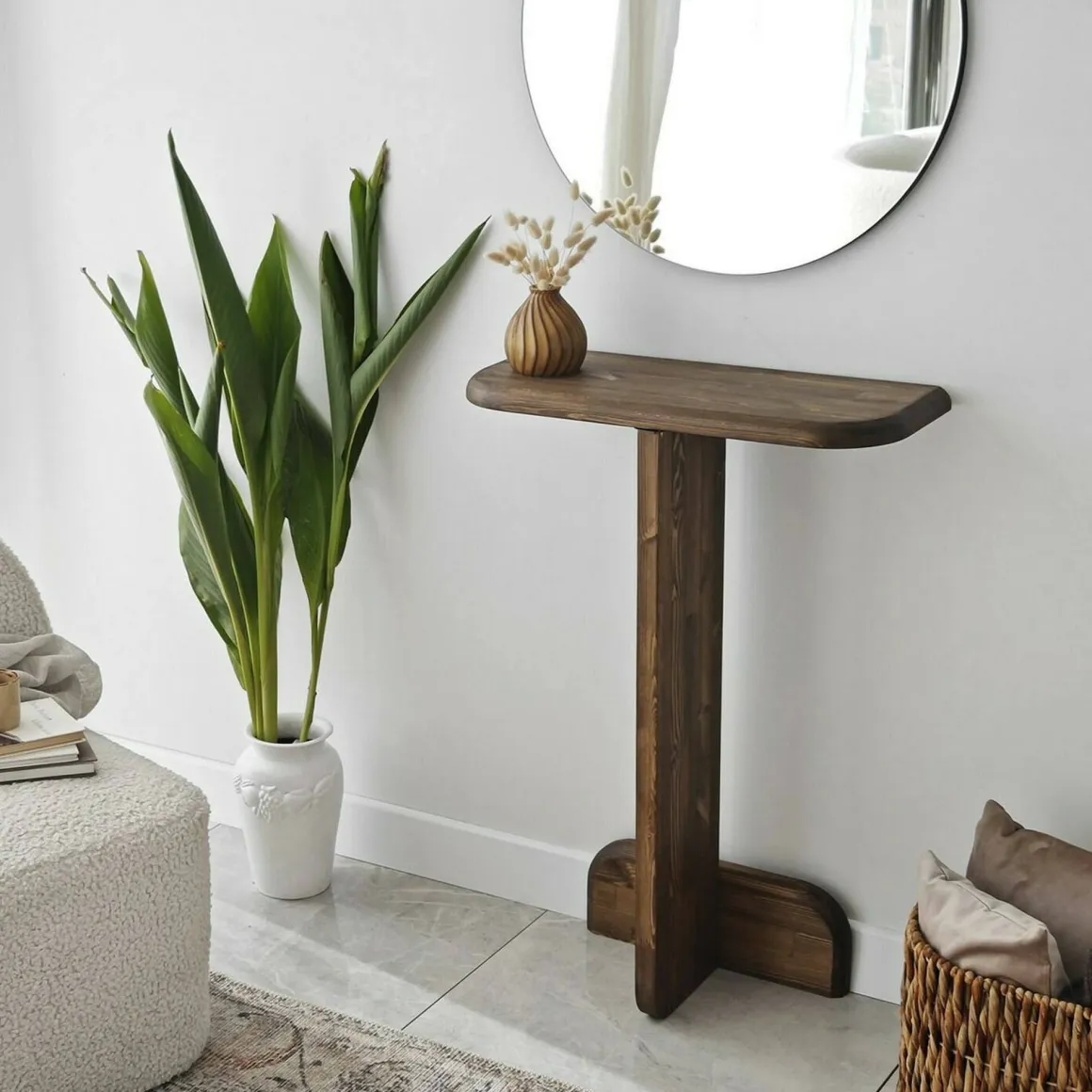 Consolle minimal 80x25x85h cm noce - Pancarana