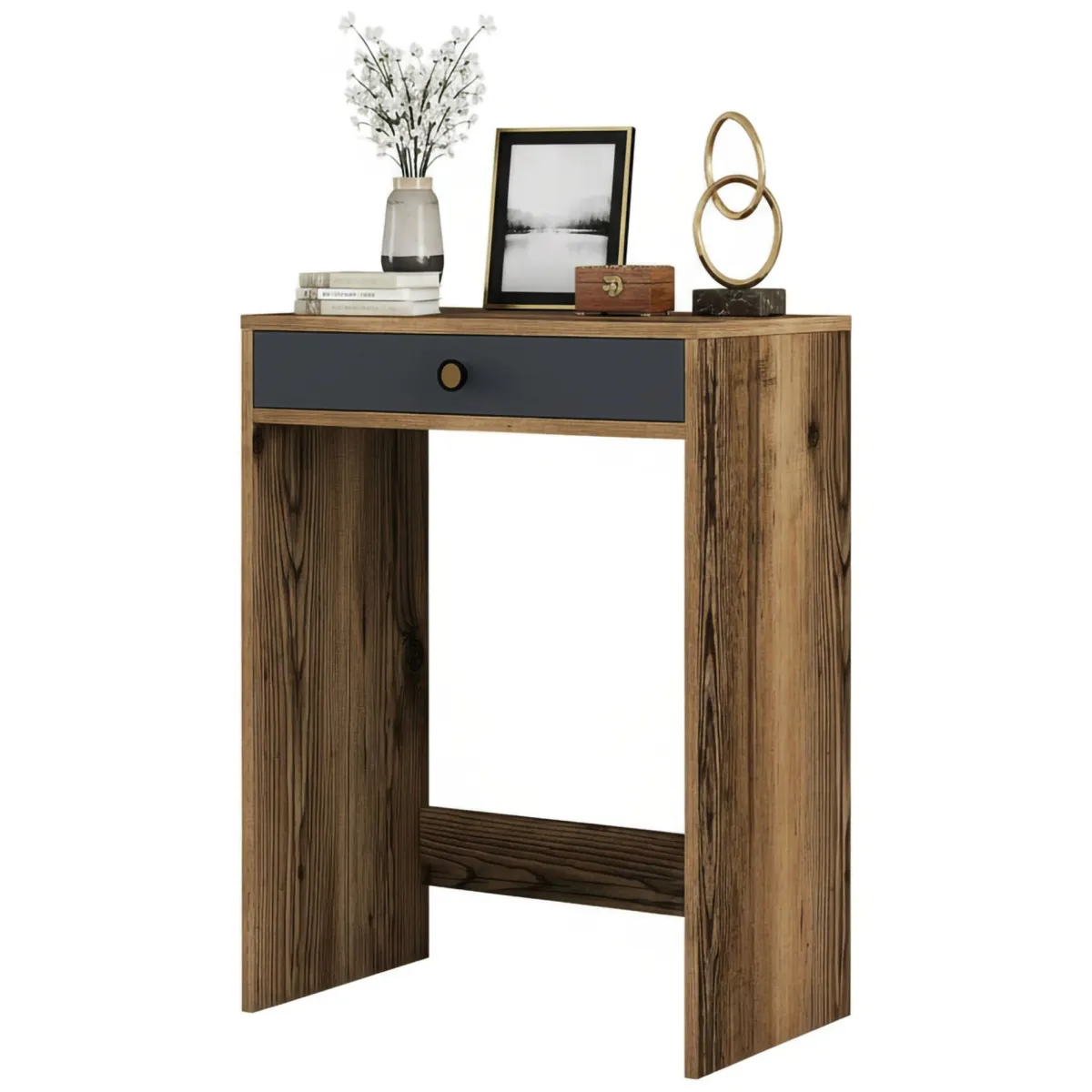 Consolle|Salotto > Dmora Consolle moderna 70x84x40h cm noce e antracite - Bedonia Nero Antracite, Marrone Noce