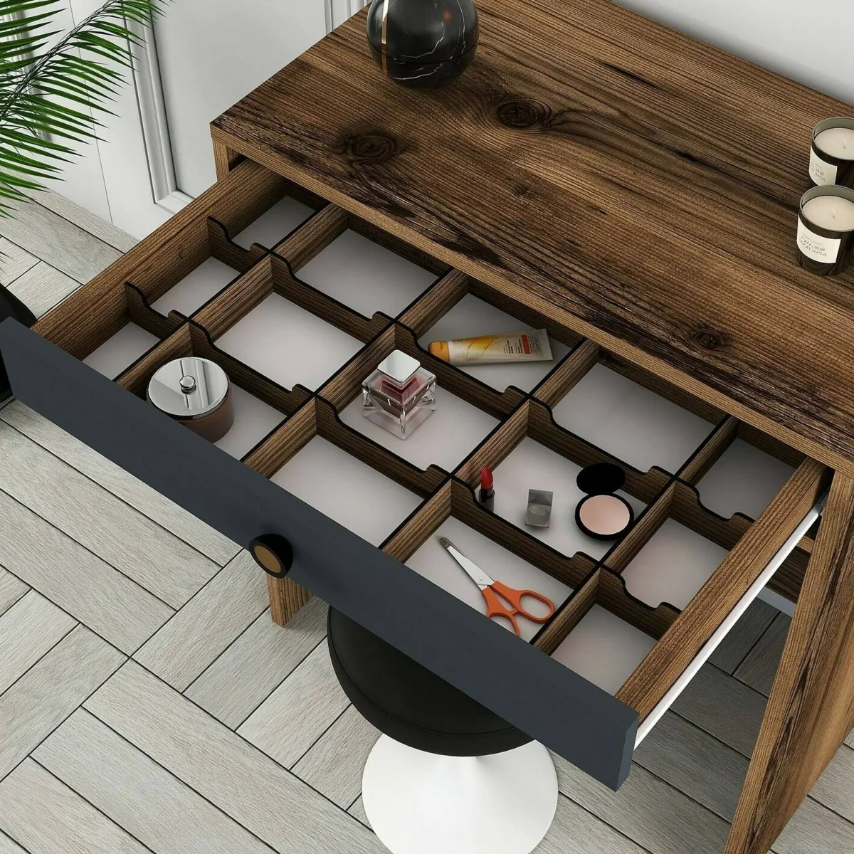 Consolle|Salotto > Dmora Consolle moderna 70x84x40h cm noce e antracite - Bedonia Nero Antracite, Marrone Noce