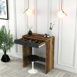 Consolle|Salotto > Dmora Consolle moderna 70x84x40h cm noce e antracite - Bedonia Nero Antracite, Marrone Noce