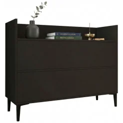 Consolle Nero Antracite 2 Vani Colore Ripiano Nero 110x35x85h cm, Sfumatura Colore Struttura Antracite - Trappeto