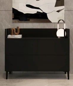 Consolle Nero Antracite 2 Vani Colore Ripiano Nero 110x35x85h cm, Sfumatura Colore Struttura Antracite - Trappeto