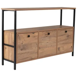 Consolle > Dmora Consolle Nesta, 120x30 h75 cm, Pino e Nero Nero, Marrone Rovere Nodi