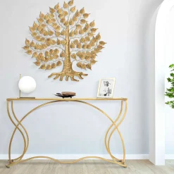 Consolle oro Fume Trasparente un Ripiano Materiale Struttura in Vetro 130x40x75h cm, Colore Ripiano Trasparente - Otepaa