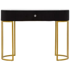 Consolle oro Nero un Ripiano Piano Effetto Marmo con 1 Cassetto 100x43x74h cm, Materiale Struttura in Tessuto - Marsa