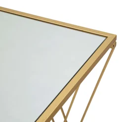 Consolle > Dmora Consolle oro Trasparente un Ripiano Materiale Struttura in Vetro 120x41x81h cm, Colore Ripiano Trasparente - Rankin Trasparente, Oro