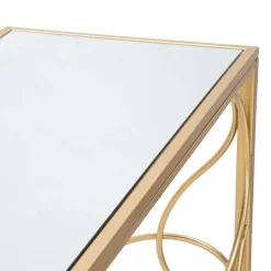 Consolle > Dmora Consolle oro Trasparente un Ripiano Piano con Decorazione con Farfalle 100x35x80h cm, Materiale Struttura in Vetro - Meknes Trasparente, Oro
