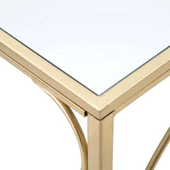 Consolle > Dmora Consolle oro Trasparente un Ripiano Piano con Decorazione con Farfalle 100x35x80h cm, Materiale Struttura in Vetro - Meknes Trasparente, Oro