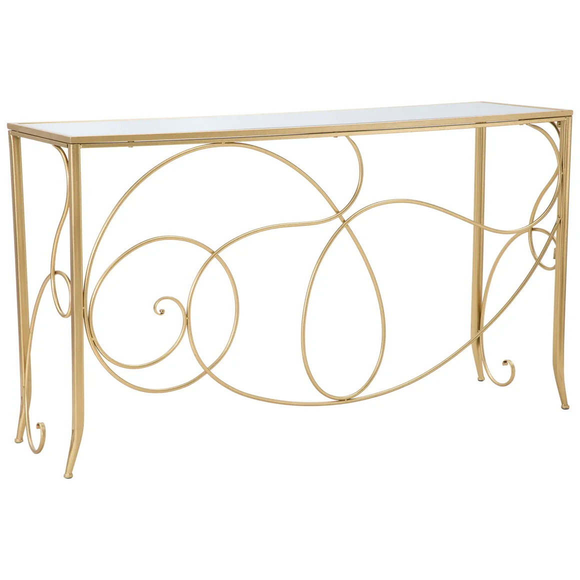 Consolle oro Trasparente un Ripiano Materiale Struttura in Vetro 140x40x80h cm, Colore Ripiano Trasparente - Dilija