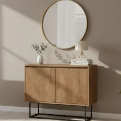 Consolle salotto 90x36x72h cm noce e nero - Credenza Indiano
