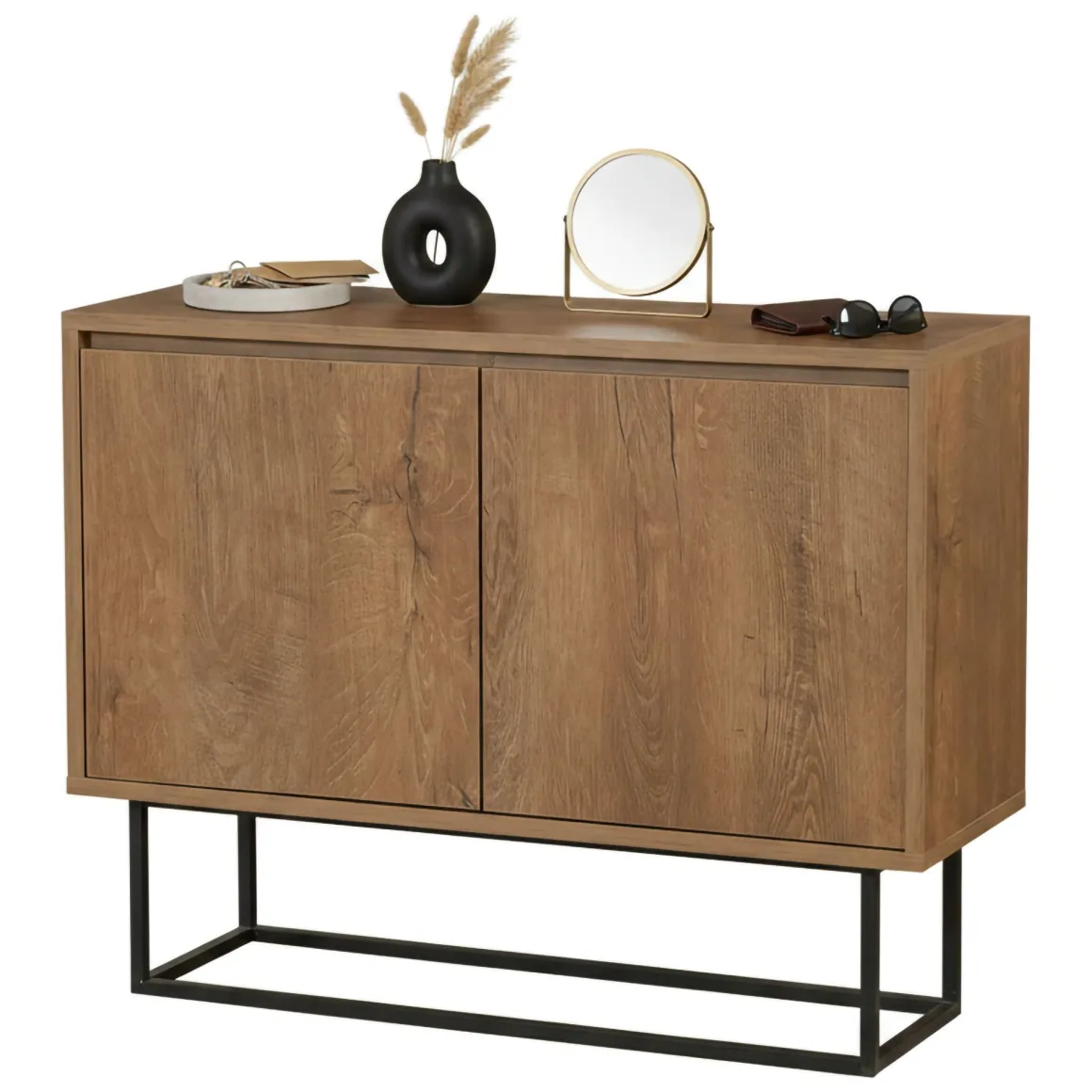 Consolle salotto 90x36x72h cm noce e nero - Credenza Indiano