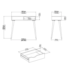 Consolle scandi 103x43x89h cm bianco e quercia - Diaspo