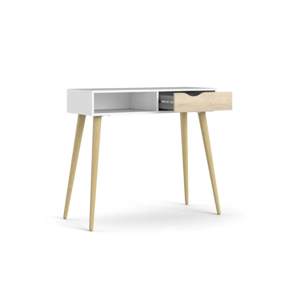 Consolle scandi 103x43x89h cm bianco e quercia - Diaspo