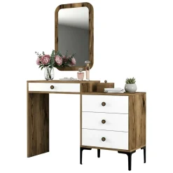 Consolle trucco 124x40x84h cm noce e bianco - Namtheun