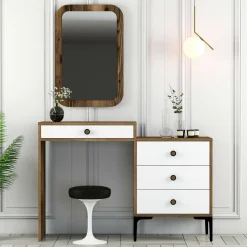 Consolle trucco 124x40x84h cm noce e bianco - Namtheun