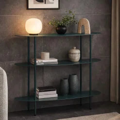 Consolle > Dmora Consolle 4 Ripiani Colore Ripiano Verde 10x42x132h cm, Sfumatura Colore Struttura Ottanio - Gamisi Verde Ottanio