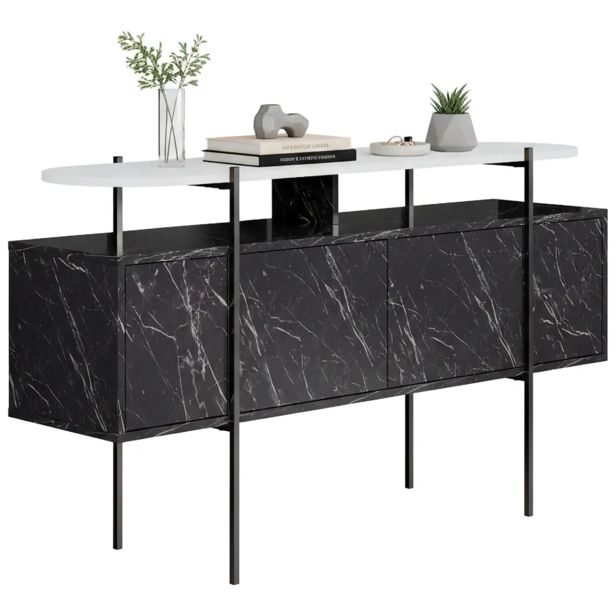 Consolle > Dmora Consolle 150x38x86h cm bianco e grigio - Vance Grigio, Bianco