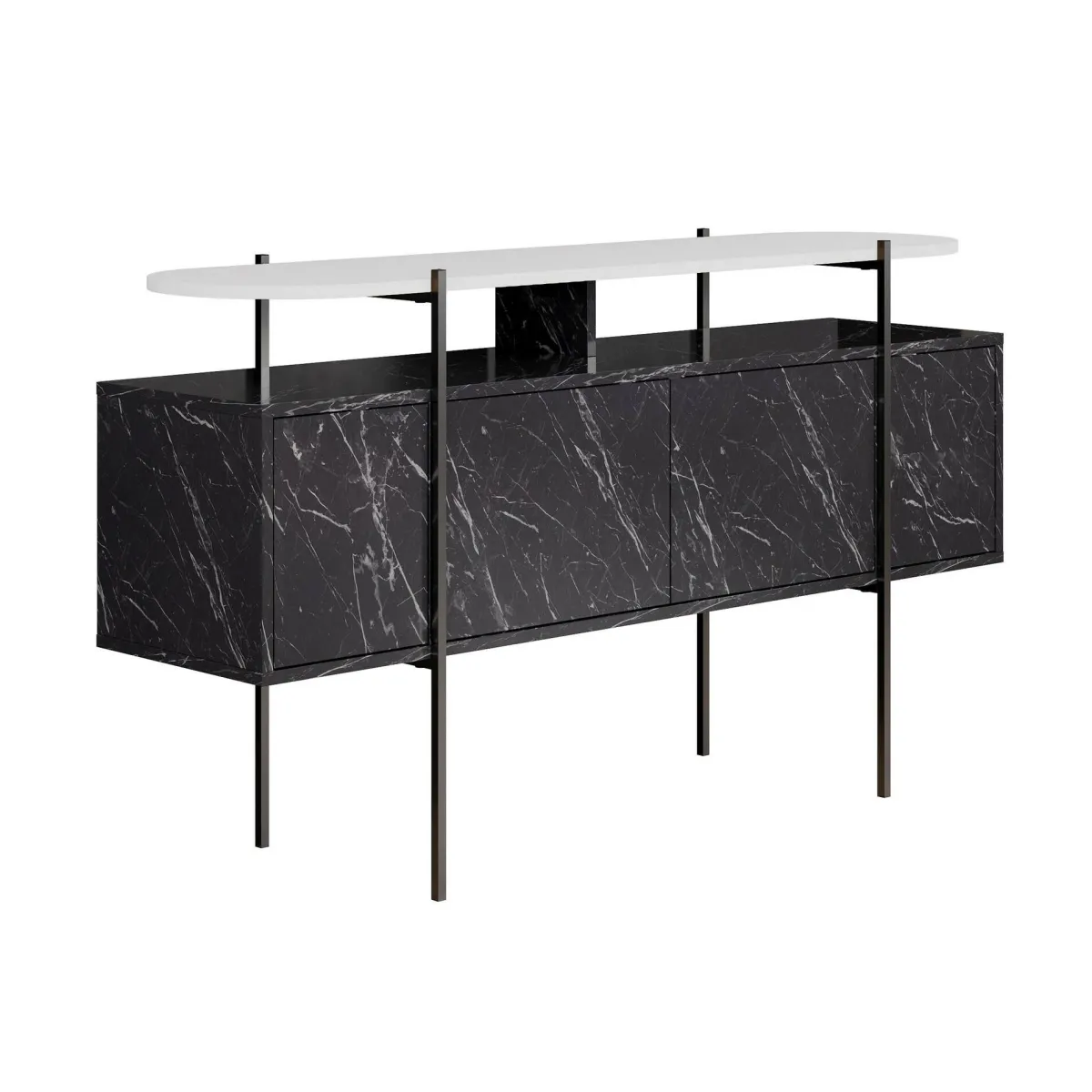 Consolle > Dmora Consolle 150x38x86h cm bianco e grigio - Vance Grigio, Bianco