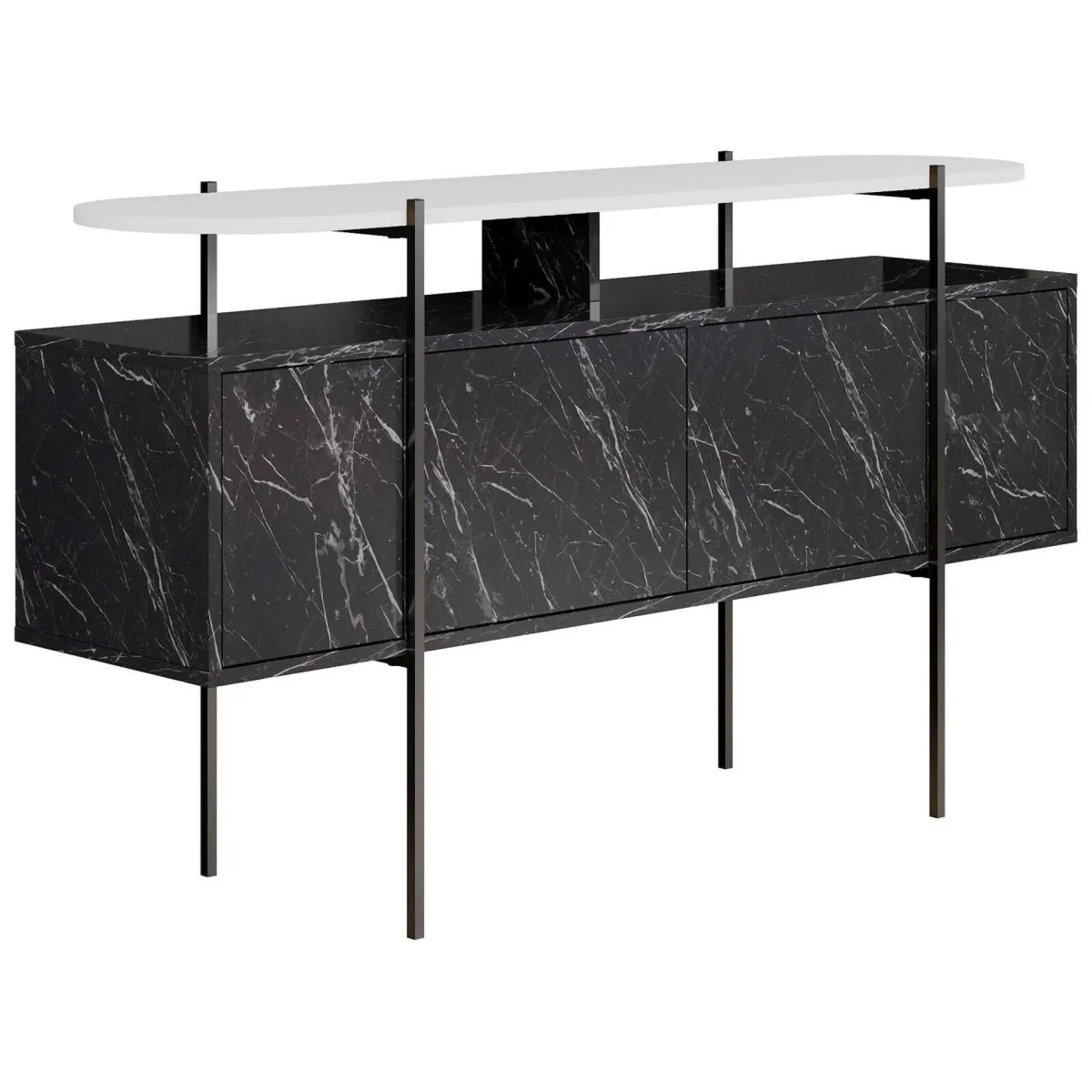 Consolle > Dmora Consolle 150x38x86h cm bianco e grigio - Vance Grigio, Bianco