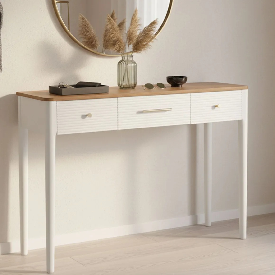 Consolle 107x37x80h cm bianco e marrone - Crypto