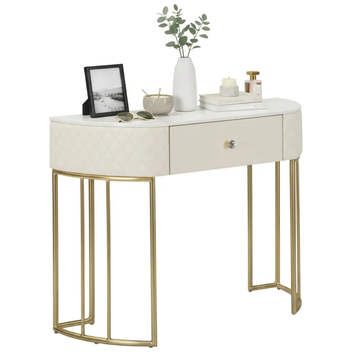 Consolle 100x40x75h cm bianco e oro - Niccolo