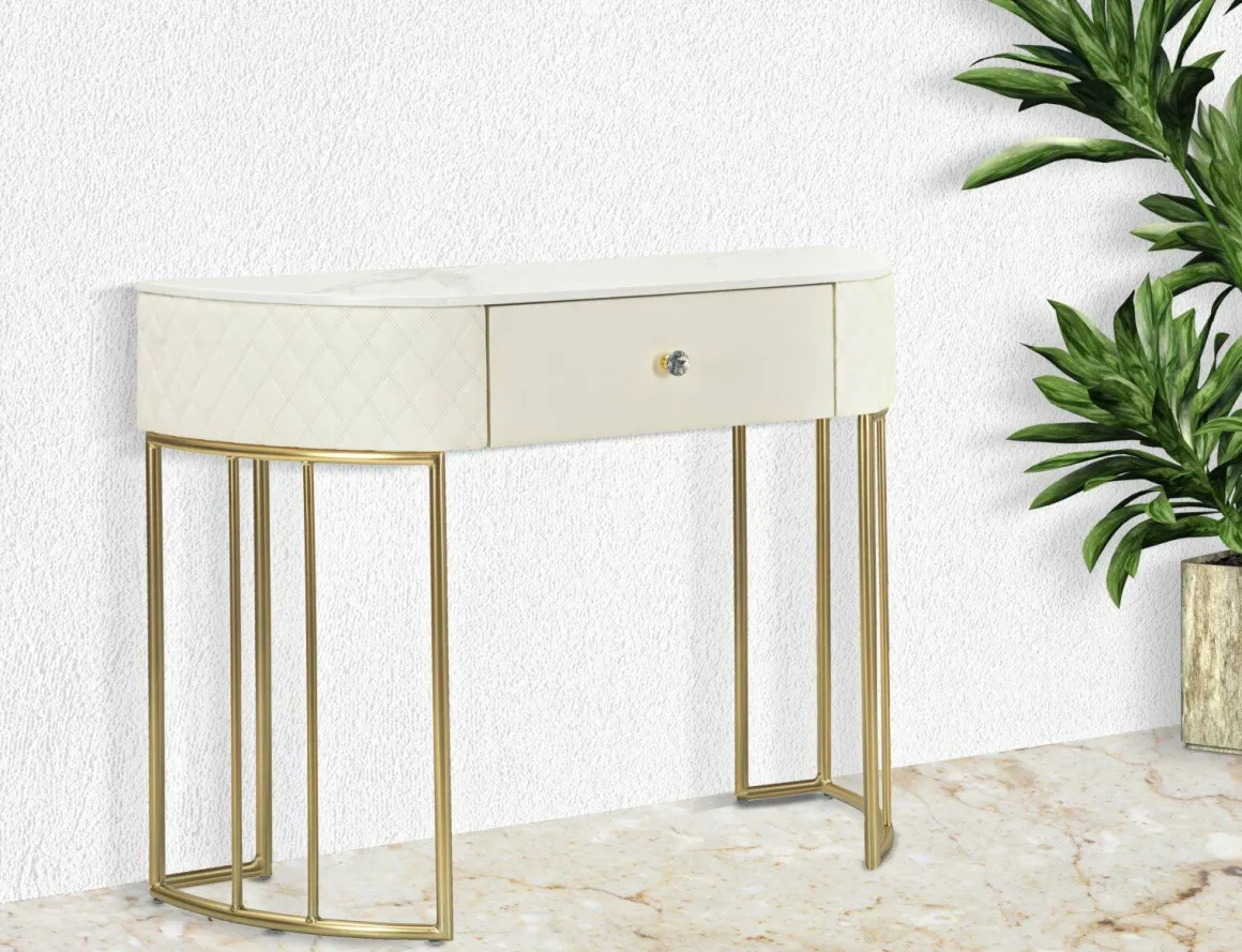 Consolle 100x40x75h cm bianco e oro - Niccolo