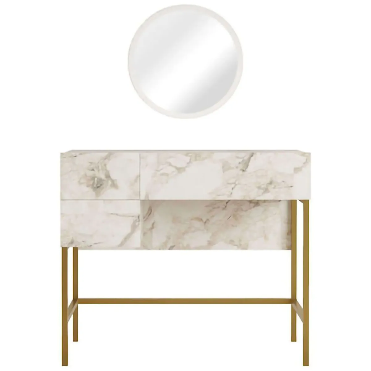 Consolle > Dmora Consolle 88x44x77h cm bianco e oro - Scoppito Oro, Bianco