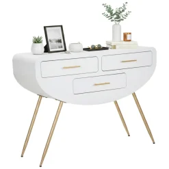 Consolle > Dmora Consolle 110x40x80h cm bianco e oro - Tomato Oro, Bianco
