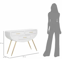 Consolle > Dmora Consolle 110x40x80h cm bianco e oro - Tomato Oro, Bianco