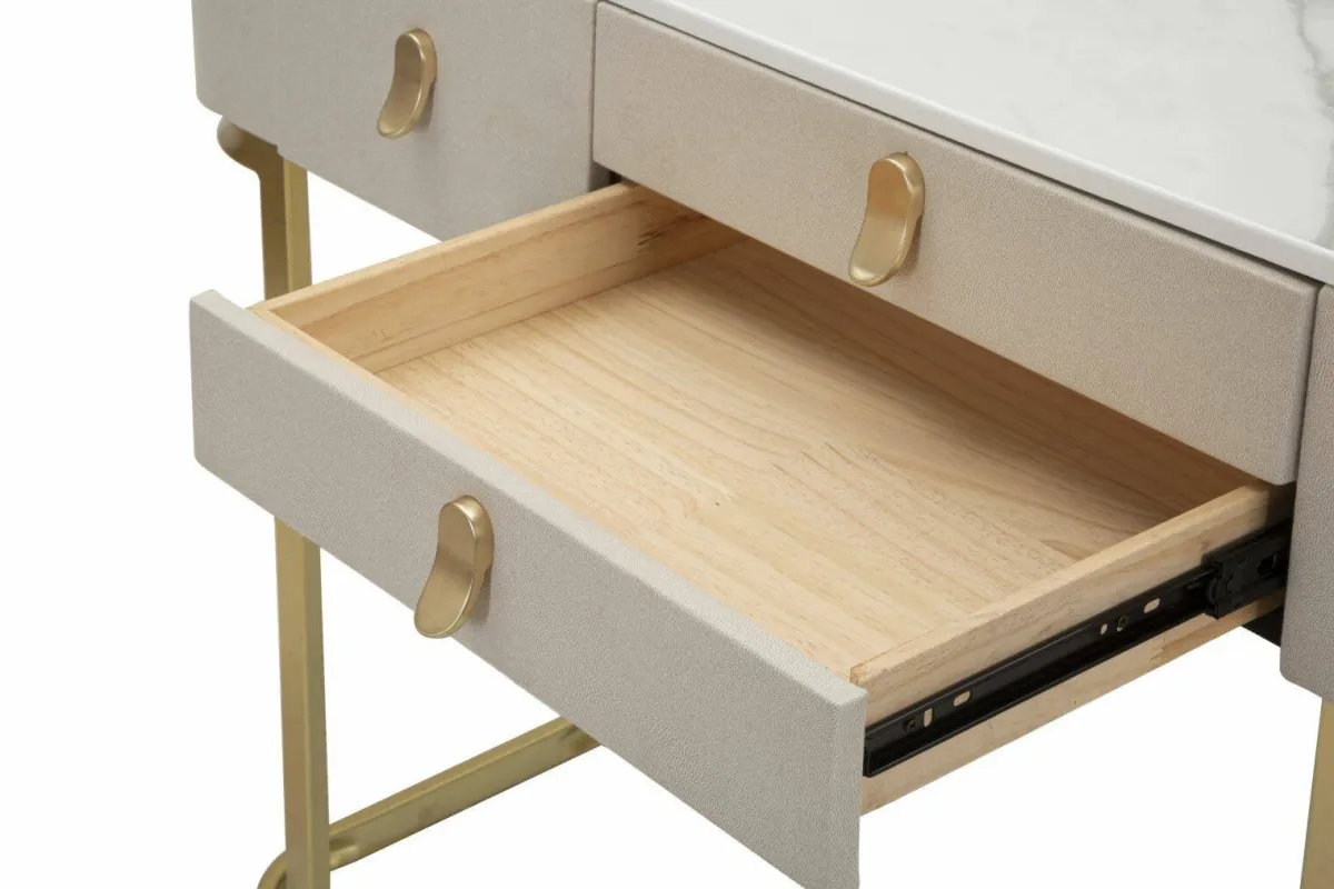 Consolle > Dmora Consolle 100x40x80h cm crema e oro - Ronda Oro, Bianco Crema