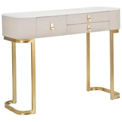 Consolle > Dmora Consolle 100x40x80h cm crema e oro - Ronda Oro, Bianco Crema