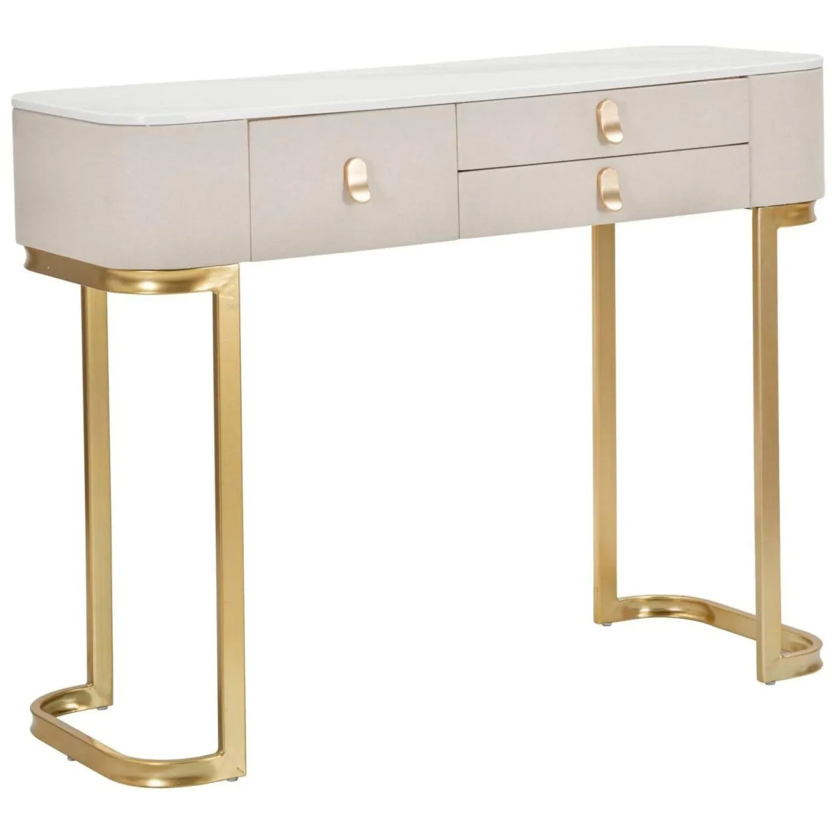 Consolle > Dmora Consolle 100x40x80h cm crema e oro - Ronda Oro, Bianco Crema