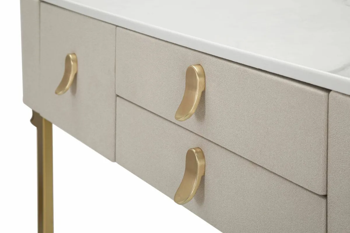 Consolle > Dmora Consolle 100x40x80h cm crema e oro - Ronda Oro, Bianco Crema