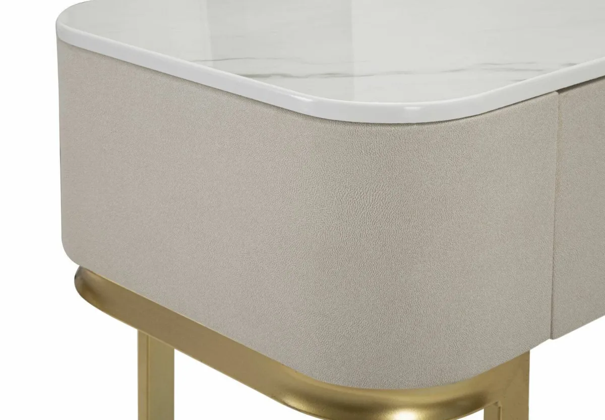 Consolle > Dmora Consolle 100x40x80h cm crema e oro - Ronda Oro, Bianco Crema