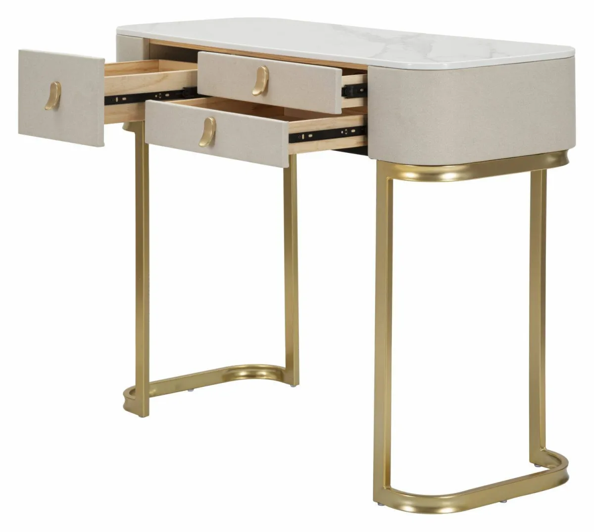 Consolle > Dmora Consolle 100x40x80h cm crema e oro - Ronda Oro, Bianco Crema