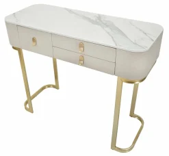 Consolle > Dmora Consolle 100x40x80h cm crema e oro - Ronda Oro, Bianco Crema