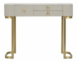 Consolle > Dmora Consolle 100x40x80h cm crema e oro - Ronda Oro, Bianco Crema