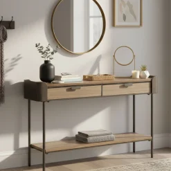 Consolle 120x31x72h cm grigio e marrone - Franz