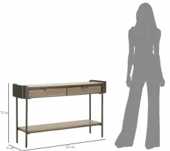 Consolle 120x31x72h cm grigio e marrone - Franz