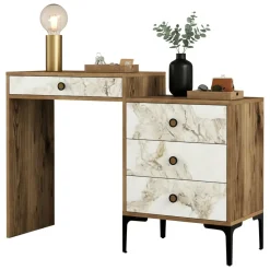 Consolle|Salotto > Dmora Consolle 124x40x84h cm noce e bianco - Artegna Bianco, Marrone Noce