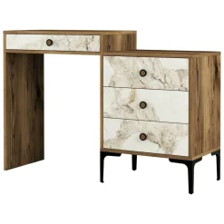 Consolle|Salotto > Dmora Consolle 124x40x84h cm noce e bianco - Artegna Bianco, Marrone Noce
