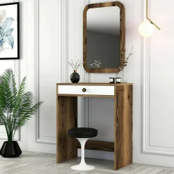 Consolle|Salotto > Dmora Consolle 70x84x40h cm noce e bianco - Baunei Bianco, Marrone Noce