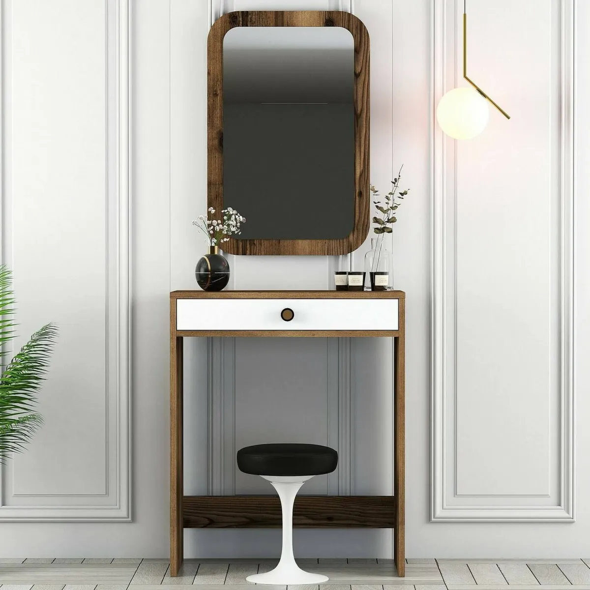 Consolle|Salotto > Dmora Consolle 70x84x40h cm noce e bianco - Baunei Bianco, Marrone Noce